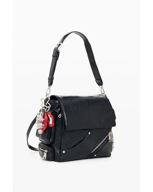 Desigual Black Small Faux Leather Backpack, Polyurethane
