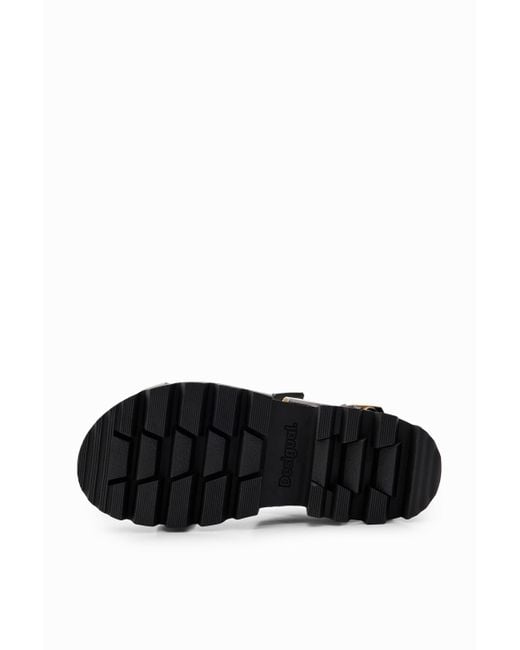 Desigual Black Chunky Platform Sandals
