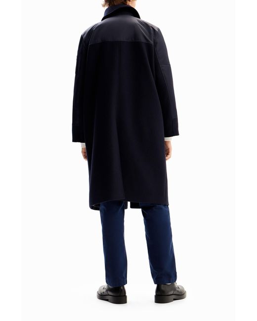 Desigual Blue Hybrid Pockets Coat for men