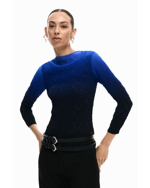 Desigual Blue Straight Trousers Pockets, Viscose