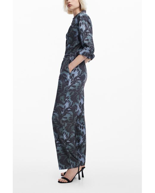 Desigual Blue Flowy Printed Jumpsuit, Viscose