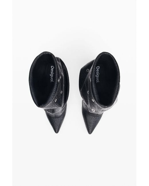 Desigual Blue Heeled Boots Leather Effect, Polyurethane