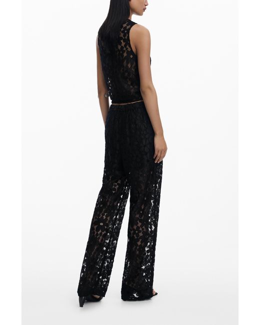 Desigual Black Lace Pants, Polyester