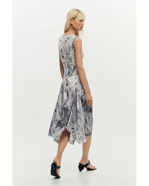 Desigual Black Draped A-Line Dress, Polyester