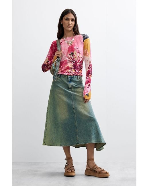 Desigual Red Floral Printed Sweater