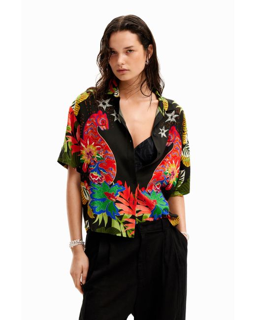 Desigual Black Tropical Short-sleeve Shirt