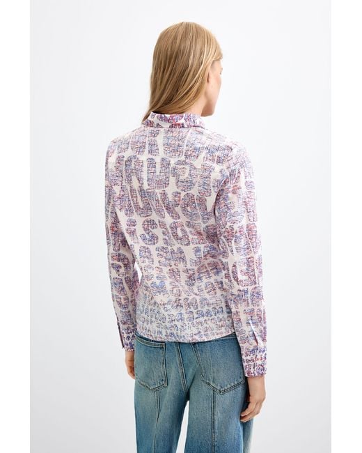 Desigual White Floral Print Shirt 100% Cotton, Cotton