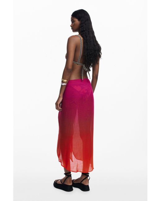 Desigual Red Gradient Sarong Skirt