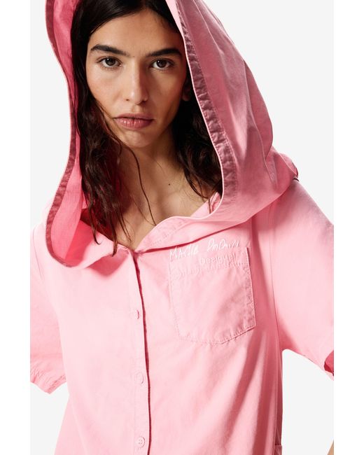 Desigual Pink Hooded Dress Masha Popova, Cotton
