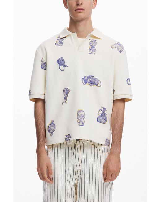 Desigual White Vertical Striped Pants, Cotton for men