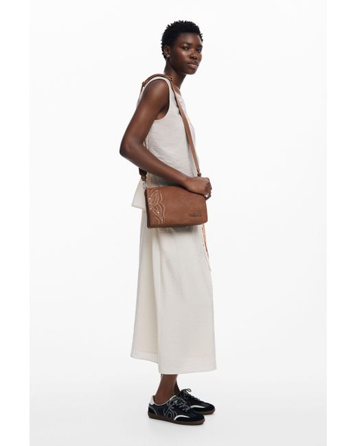Desigual Women's Contemporary PU Crossbody Bag - Brown, Multiple Pockets, Adjustable Straps