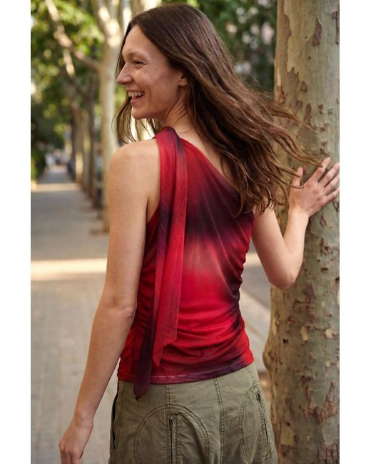 Desigual Red Knot Neckline T-Shirt, Polyester