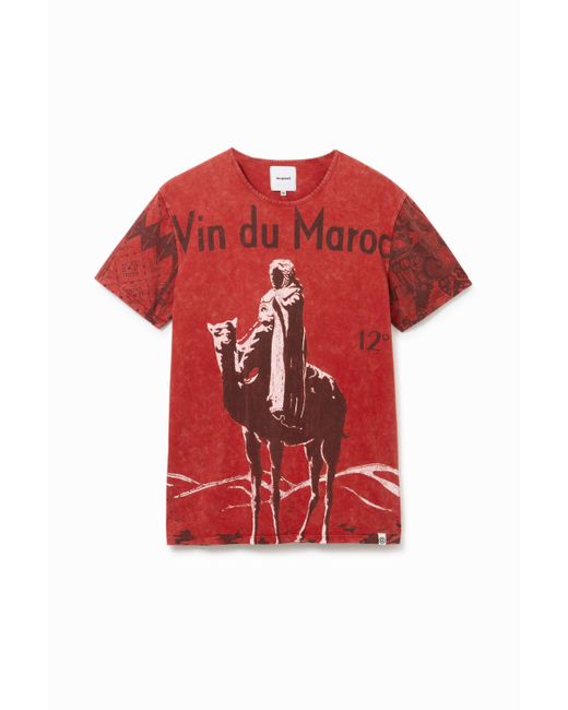 Desigual Red Vin Du Marroc T-shirt for men