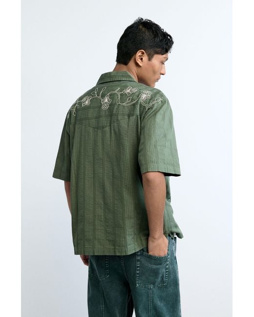 Desigual Green Embroidered Shirt, Cotton for men