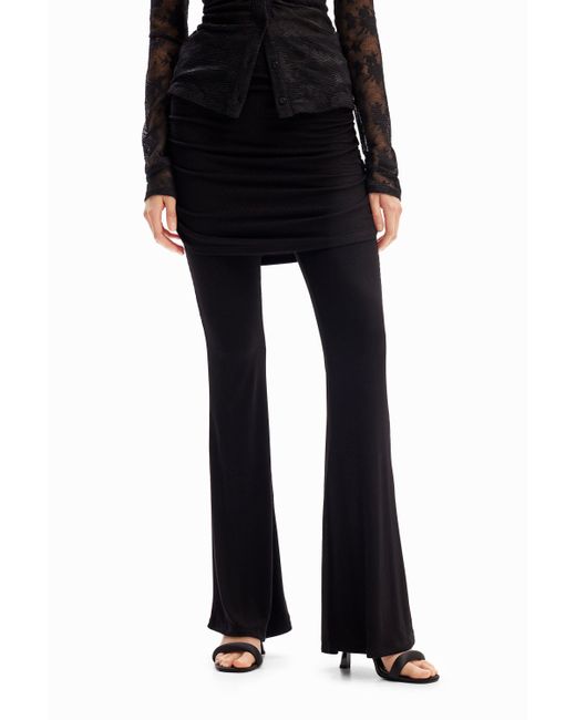 Desigual Black Flare Trousers With Skirt