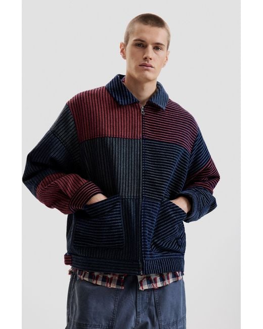 Desigual Blue Chenille Coat Blocks, Polyester for men