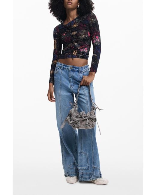 Desigual Black Small Bag With Butterfly Appliqués, Polyurethane