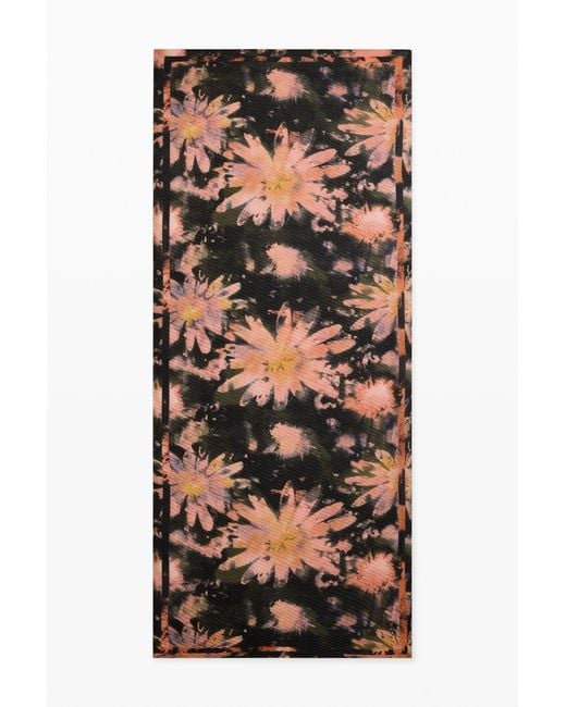 Desigual Black Printed Flower Scarf, Polyester