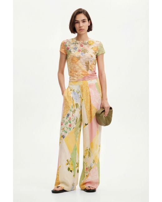 Desigual Yellow Patched Palazzo Pants, Viscose