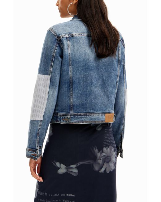Desigual Blue Patchwork Mickey Mouse Denim Jacket