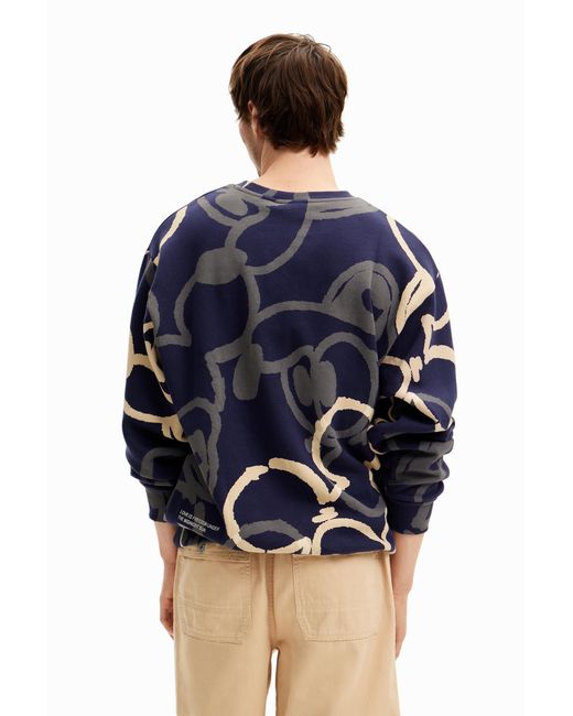 Desigual Blue Mickey Sweatshirt, Cotton for men