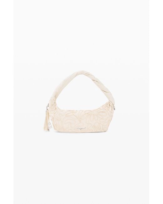 Desigual White Medium Canvas Floral Bag