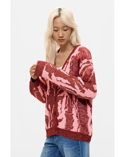 Desigual Red Chunky Knit Cardigan