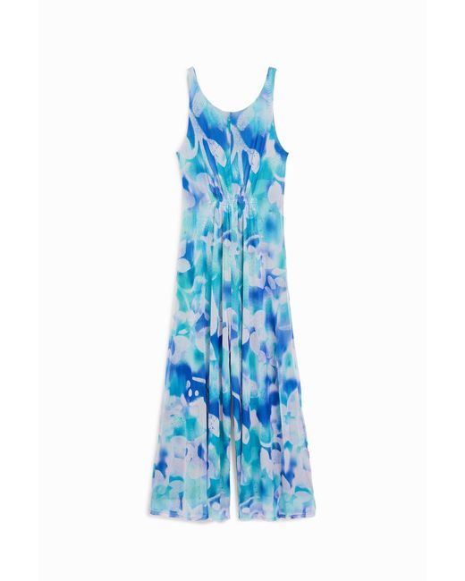 Desigual Blue Fluid Printed Jumpsuit, Polyester