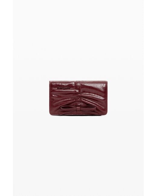 Desigual Red Small Shiny Bow Wallet, Polyurethane
