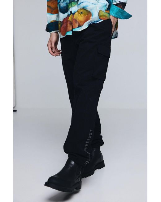 Desigual Blue Cargo Trousers With Drawstring, Cotton for men