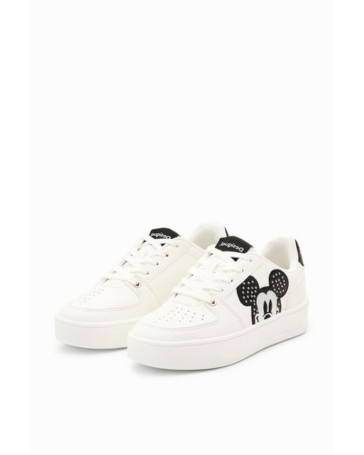 Desigual White Disney's Mickey Mouse Stud Sneakers