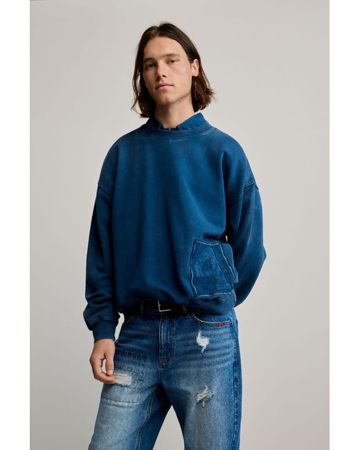 Desigual Blue Plain Sweatshirt Logo, Cotton for men