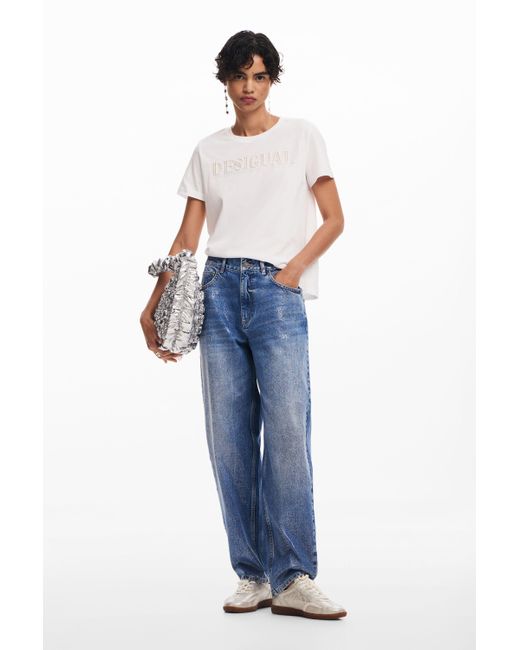 Camiseta Logotipo Desigual de color White