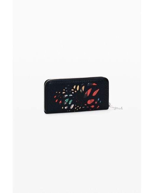 Desigual Black Large Perforated Wallet, Polyurethane
