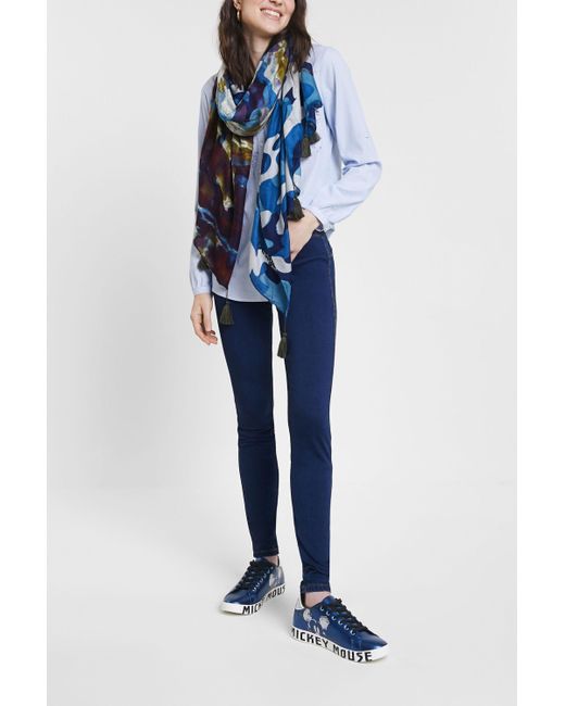 Desigual Blue Rechteckiges Halstuch Camoflower