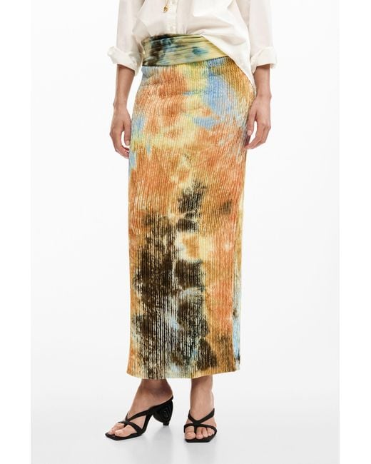 Desigual Metallic Long Skirt Texture, Polyester
