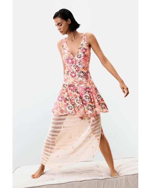 Desigual Red Printed Midi Dress, Viscose
