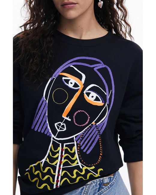 Desigual Blue Printed Sweatshirt, Cotton