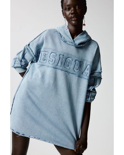 Desigual Blue Short Sweatshirt Dress, Cotton