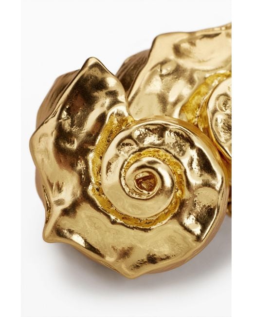 Desigual Metallic Plated Shell Earrings Zalio