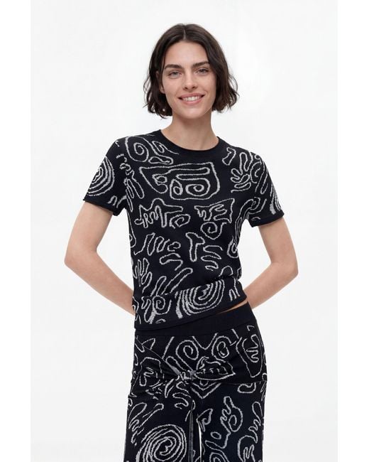 Desigual Black Jacquard Knit T-Shirt
