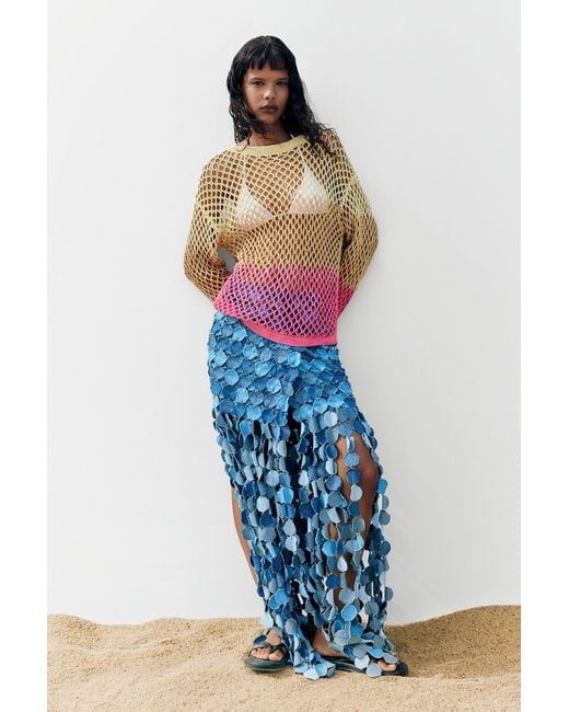 Desigual Red Openwork Crochet Sweater