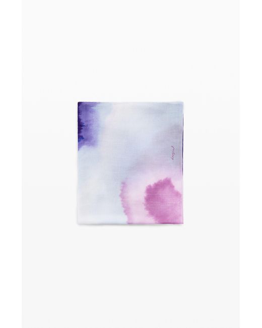 Desigual Purple Watercolor Rectangular Scarf