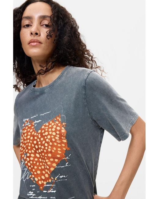 Desigual Blue Printed Organic Cotton T-Shirt, Cotton