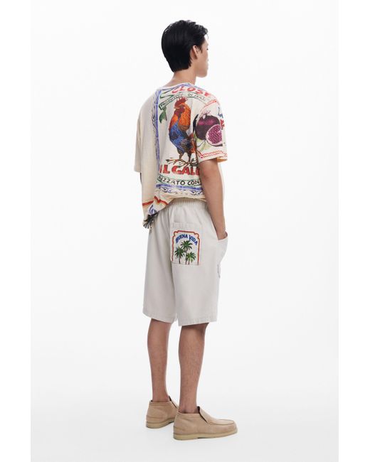 Desigual White Buenavida Postcard T-Shirt for men