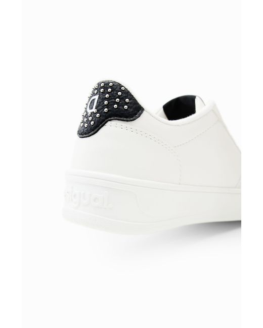 Desigual White Mickey Mouse Studded Sneakers, Polyurethane