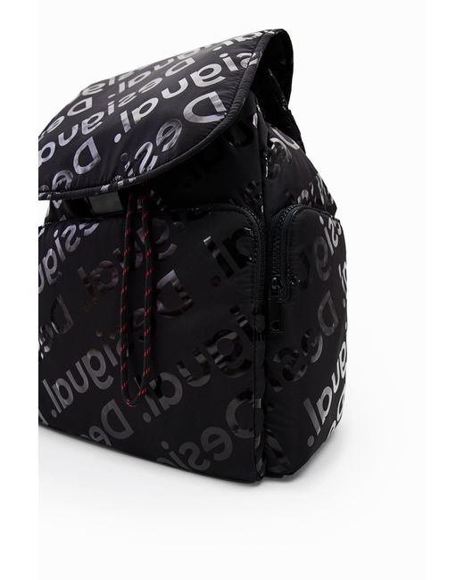 Desigual Black Large Logo Backpack, Polyester