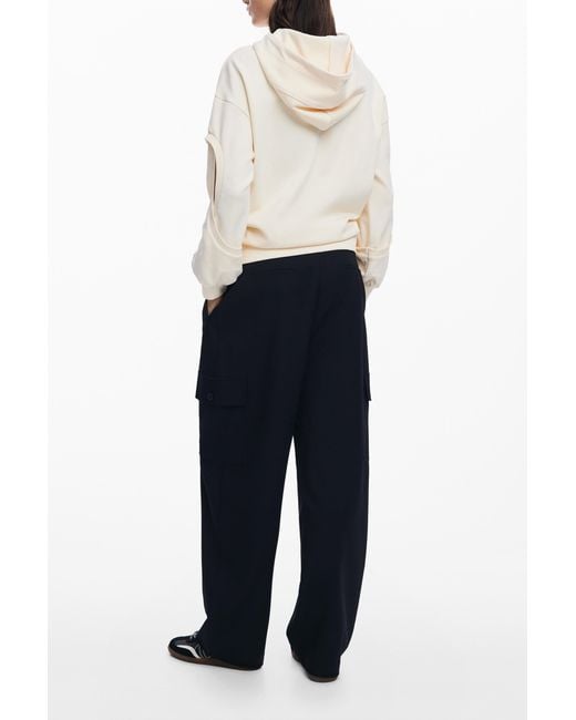 Desigual White Oversized Denim-Print Sweatshirt