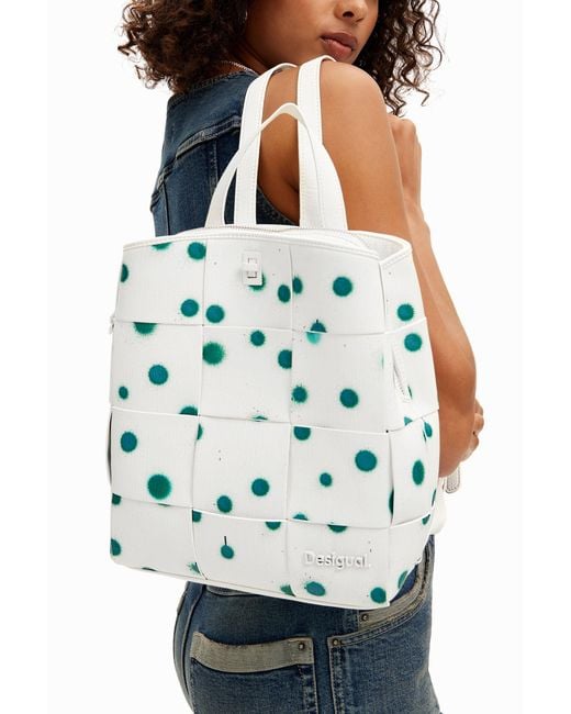 Desigual Blue S Woven Droplets Backpack, Polyurethane