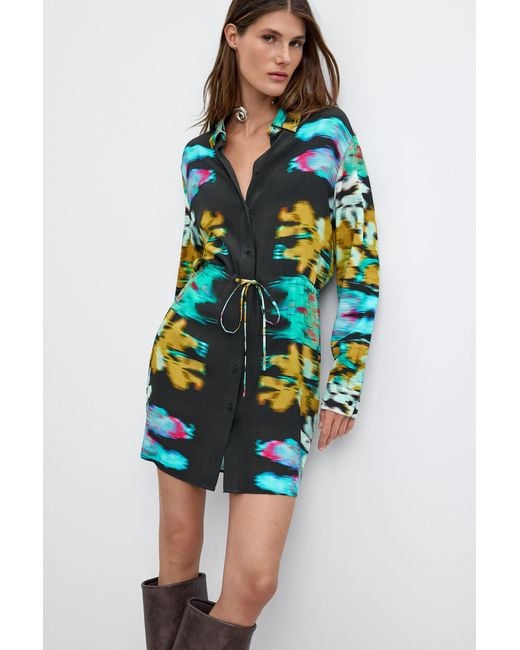 Desigual Blue Long Sleeve Dress M C Lacroix, Viscose